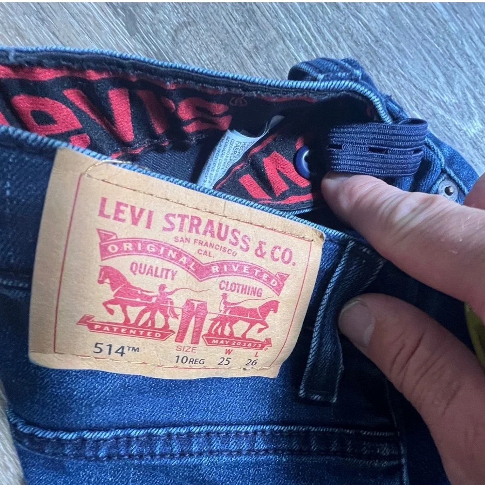 Levi 514 Straight Jeans‎ Kids Size 10 Reg Blue Excellent Adjustable Waist Denim